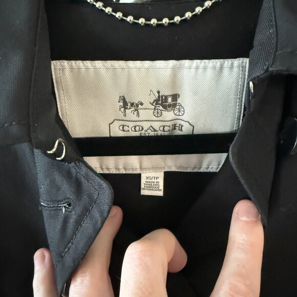 Coach Trench Coat Jacket Size XS Color Black - Picture 4 of 5